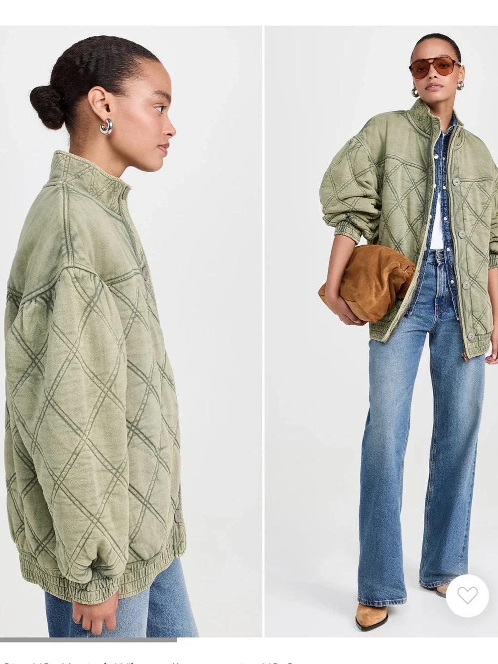 Free People Juno Green quilted coat Jacket size large